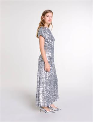 Gümüş Rengi Uzun Elbise