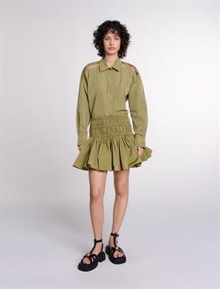 Haki Omuz Detaylı Gömlek