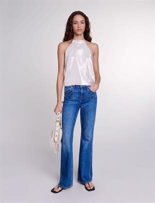 Halter Yaka Metalik Bluz