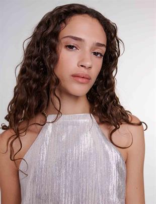 Halter Yaka Metalik Bluz