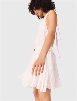Halter Yaka Sırt Dekolteli Mini Elbise