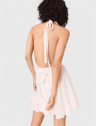 Halter Yaka Sırt Dekolteli Mini Elbise