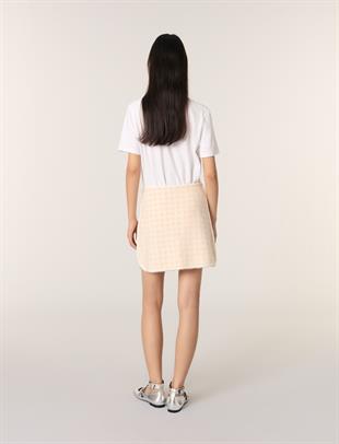 İnci İşlemeli Kazayağı Desenli Etek