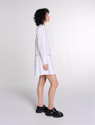 İnci İşlemeli Pileli Elbise