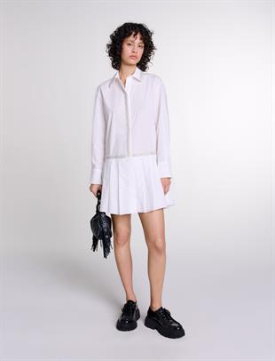 İnci İşlemeli Pileli Elbise