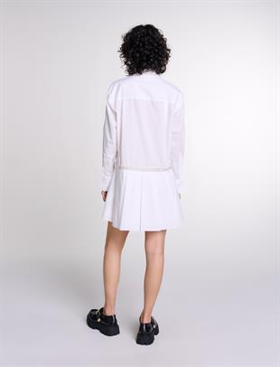 İnci İşlemeli Pileli Elbise