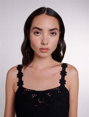 İşlemeli Askılı Bluz