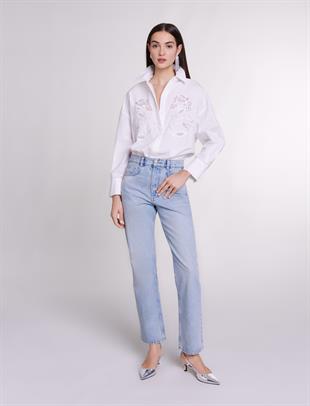 İşlemeli Beyaz Gömlek