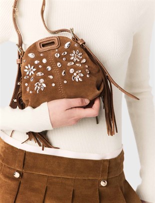 Kadife Pileli Mini Etek