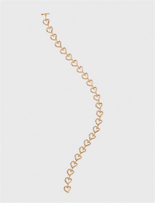 Kalp Desenli Gold Kolye