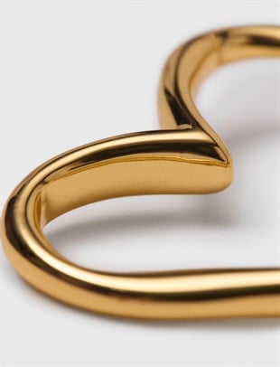 Kalp Desenli Gold Küpe