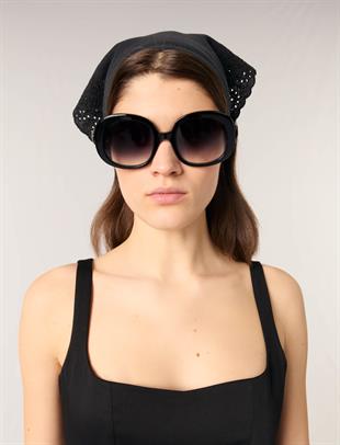 Kare Yaka Siyah Mini Elbise