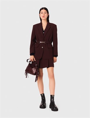 Kemer Detaylı Bordo Blazer