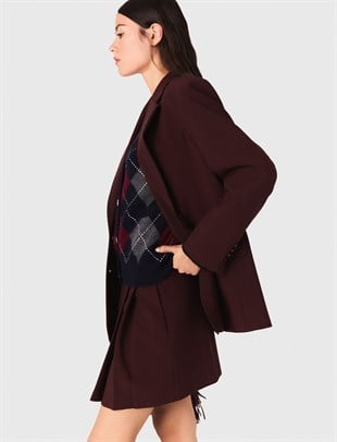 Kemer Detaylı Bordo Blazer