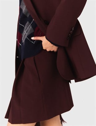 Kemer Detaylı Bordo Blazer