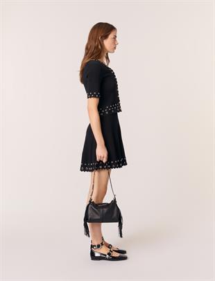 Kuş gözü detaylı triko hırka