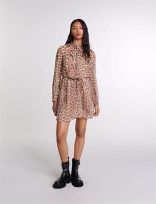 Leopar Desen Şifon Elbise