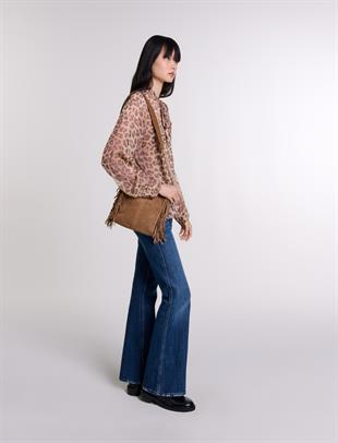 Leopar Desenli Fular Detaylı Bluz