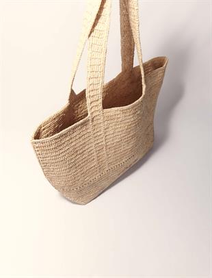 Maje Logo kabartmalı Hasır Omuz Çantası