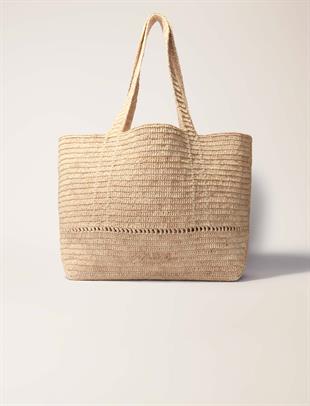 Maje Logo kabartmalı Hasır Omuz Çantası