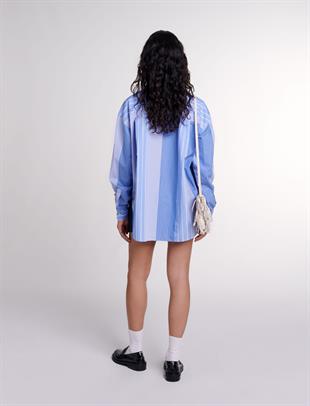 Mavi Çizgili Oversize Gömlek