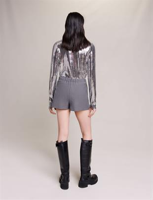 Metalize Boğazlı Yakalı Bluz