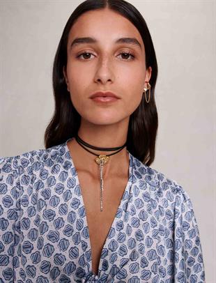 Monogram Desenli Saten Elbise