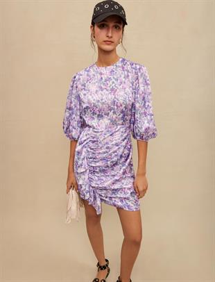 Önden Drapeli Mini Elbise