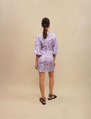 Önden Drapeli Mini Elbise