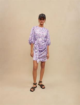 Önden Drapeli Mini Elbise