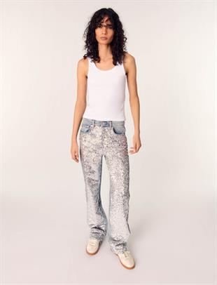 Önü Payetli Jean Pantolon