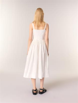 Payet İşlemeli Kare Yaka Elbise