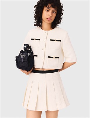 Pileli Mini Tüvit Şort Etek