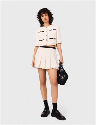 Pileli Mini Tüvit Şort Etek