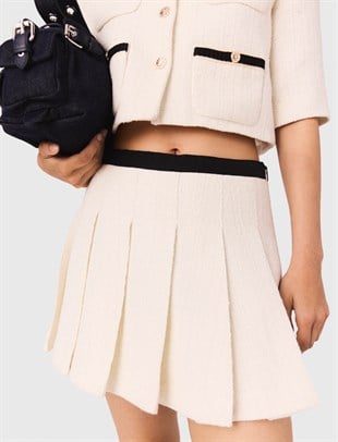 Pileli Mini Tüvit Şort Etek