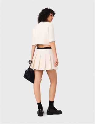 Pileli Mini Tüvit Şort Etek