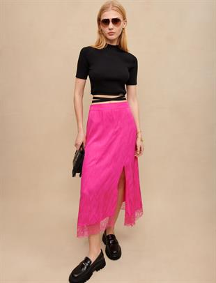 Saten Jakarlı Uzun Etek