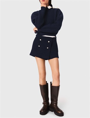 Sedef Düğmeli Tüvit Şort Etek