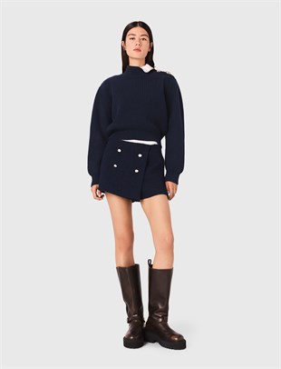 Sedef Düğmeli Tüvit Şort Etek