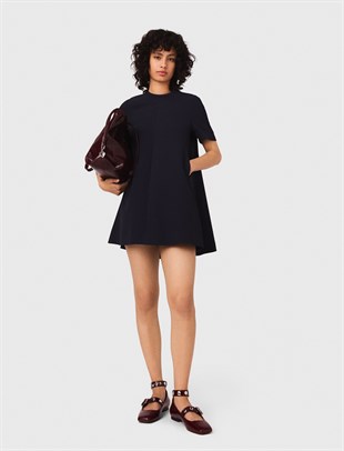 Siyah Kloş Kesim Mini Elbise