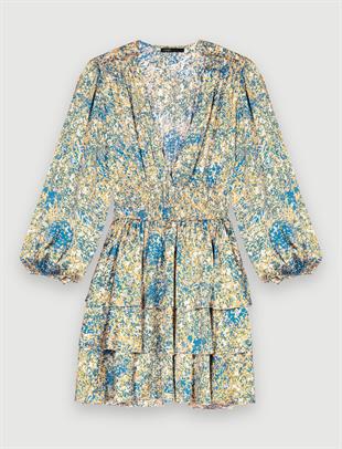 Soyut Desenli Mini Elbise