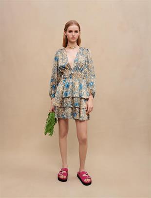 Soyut Desenli Mini Elbise