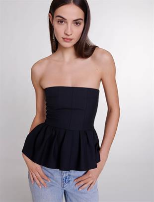 Straplez Peplum Bluz