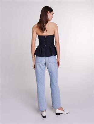 Straplez Peplum Bluz