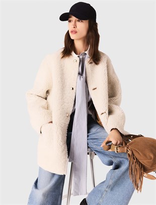 Taba Çift Taraflı Suni Kürk Deri Mont