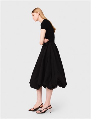 Tafta Etekli Uzun Triko Elbise