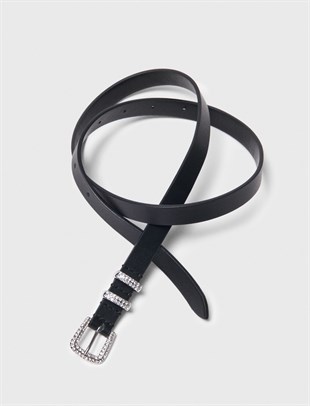 Taş Detaylı Deri Kemer