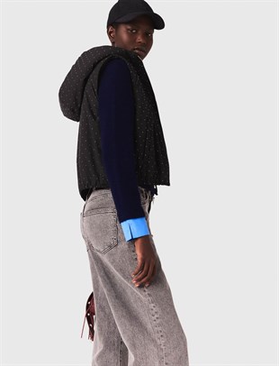 Taş Detaylı Kapüşonlu Şişme Yelek