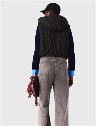 Taş Detaylı Kapüşonlu Şişme Yelek