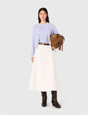 Taş İşlemeli Mavi Yün Hırka